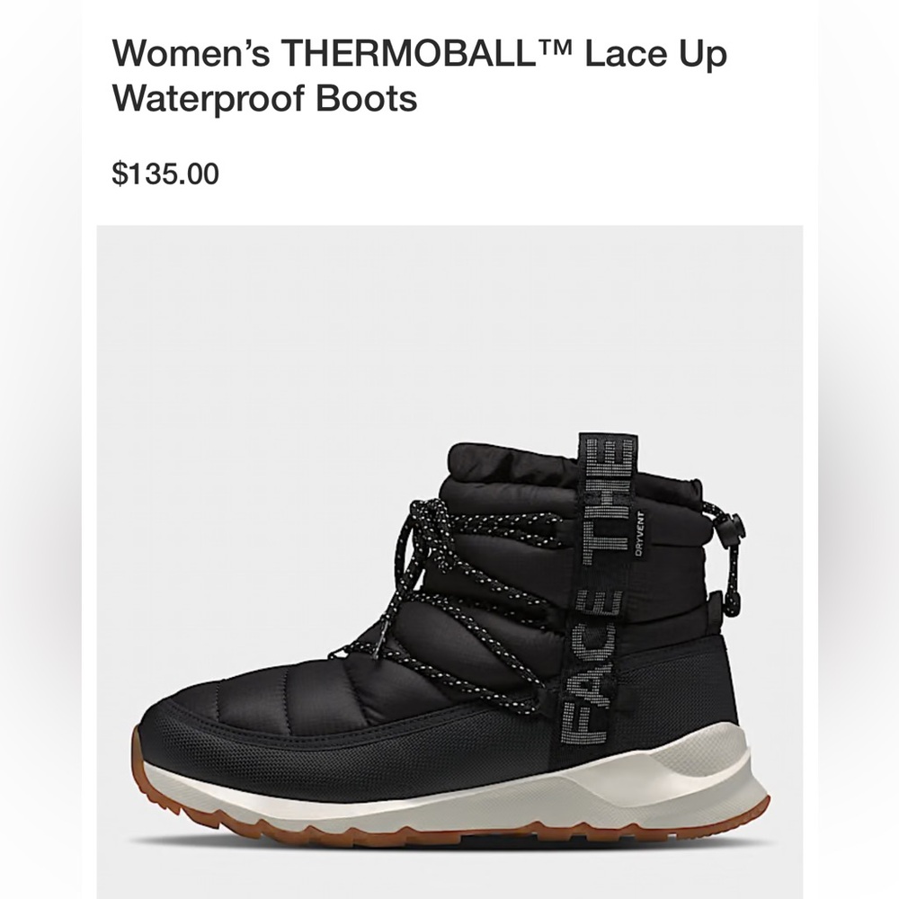 The North Face Black Women's Thermoball Lace Up Waterproof Boots